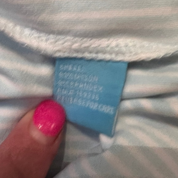 J. MCLAUGHLIN Durham Blue and White Ruffle Top 3/4 Sleeve Stretch - Picture 6 of 6